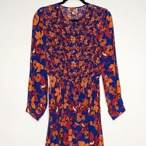 Tucker Juliette Dress Teal Petals in Starlight in Silk Crepe de Chine Midi
